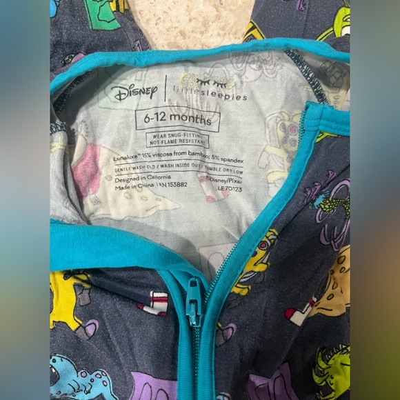 VGUC Little Sleepies Disney Pixar Monsters Inc Zippy - 6-12 months - Picture 4 of 4